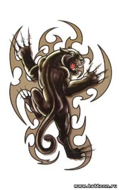 Цветной эскиз татуировки «Пантера»