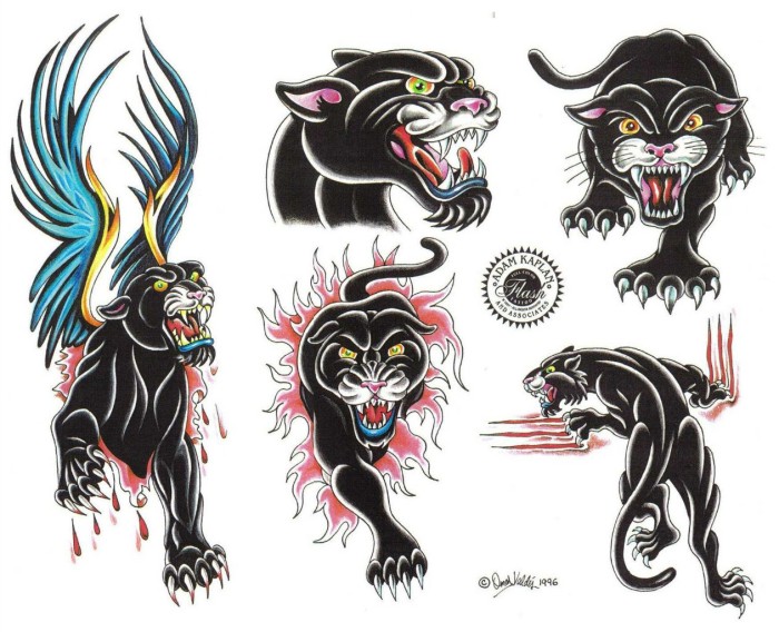 Цветной вариант обрисовки черной пантеры