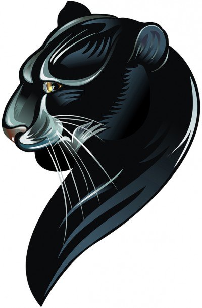 Эскиз тату «Черная пантера с усами»